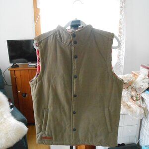 SIMPLY SOUTHERN QUILTED VEST-MEN'S SIZE SMALL-COTTON DUCK-OLIVE GREEN-EXCELLENT
